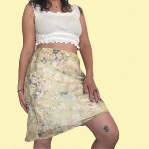 next Pale Yellow Floral Mini Skirt